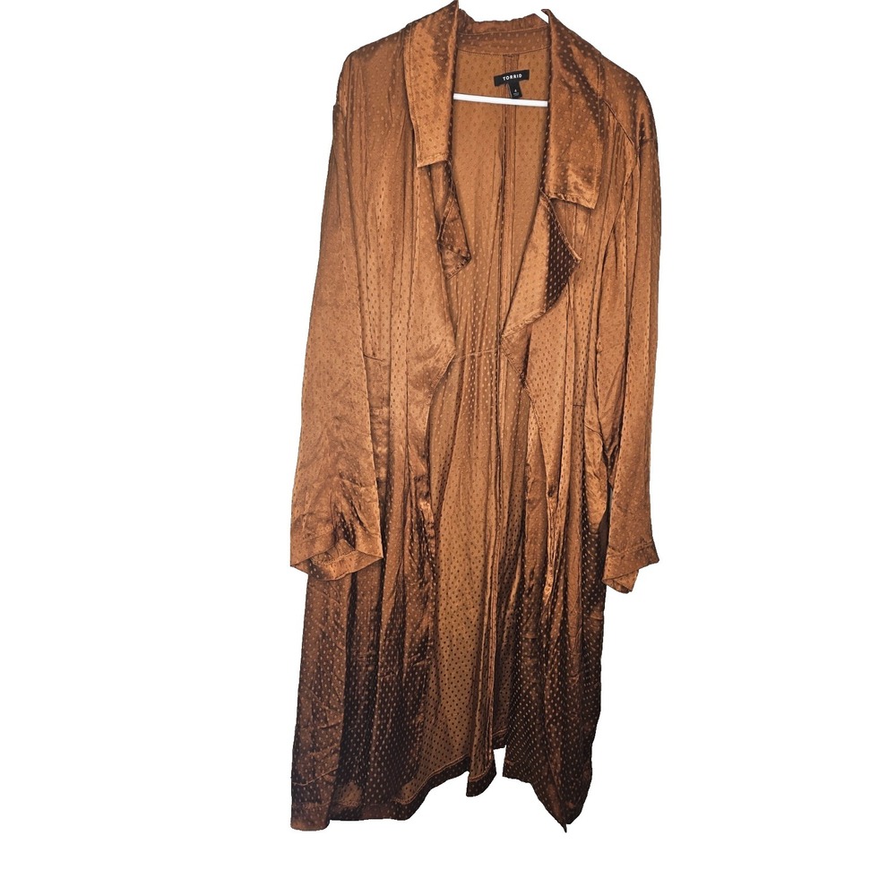 Torrid 4 Brown Duster Kimono 100% Viscose Polka Dot Long Robe